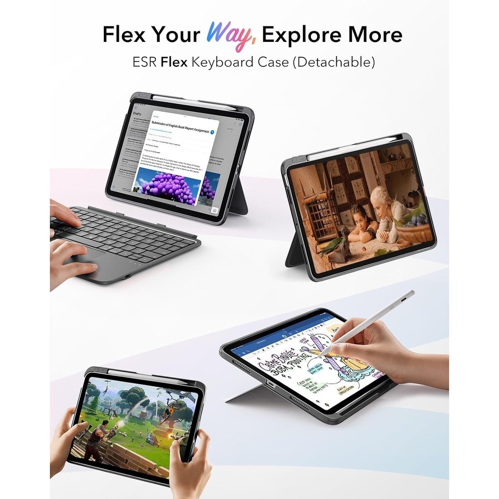 ESR iPad 10th 11th Gen 10.9 Keyboard Case Magnetic Trackpad Dark Gray - Picture 9 of 12